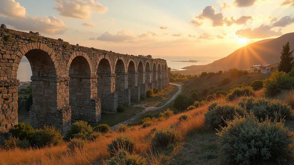 Akdeniz bölgesinde antik Roma su kemeri kalıntıları