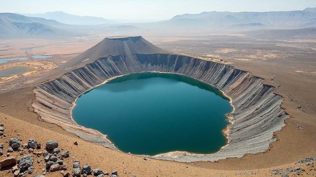 Yarı kurak arazide maar krateri ve yakınındaki cüruf konisi