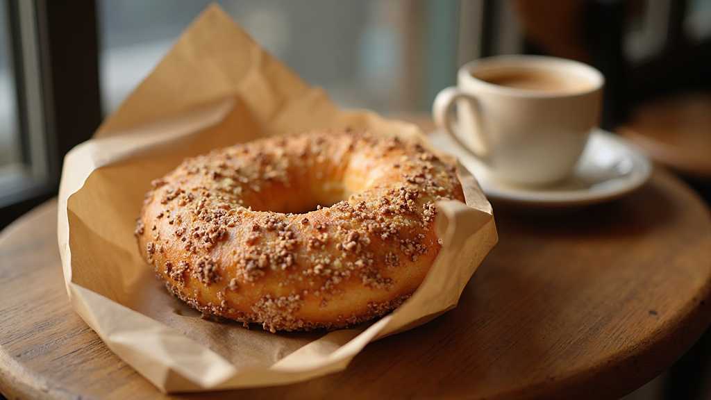 Kağıt üzerinde taze simit ve karton bardakta sıcak içecek