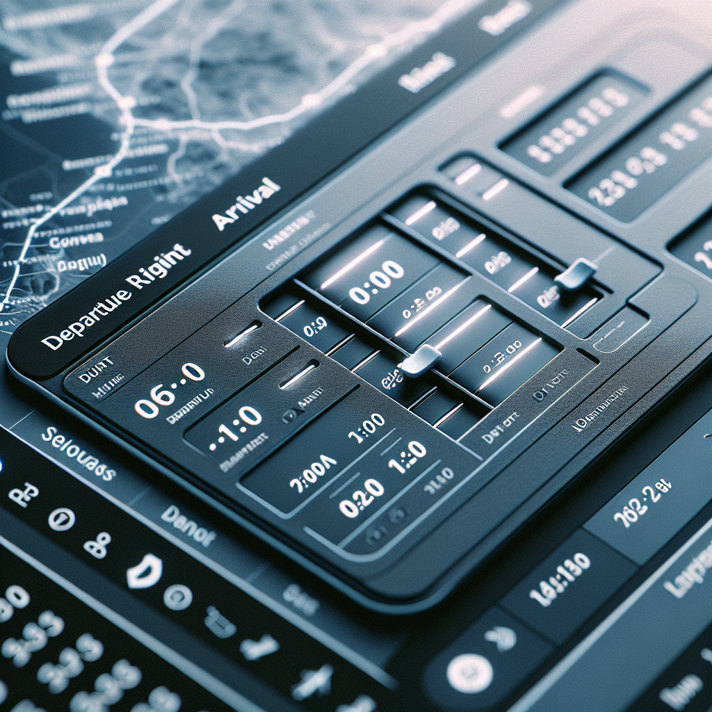 Kalkış ve varış saat aralığı kaydırıcısı bulunan filtre paneli