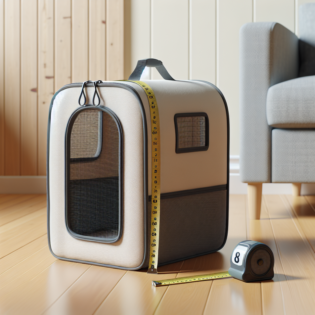 Ölçüm bandıyla kontrol edilen yumuşak evcil hayvan taşıma çantası