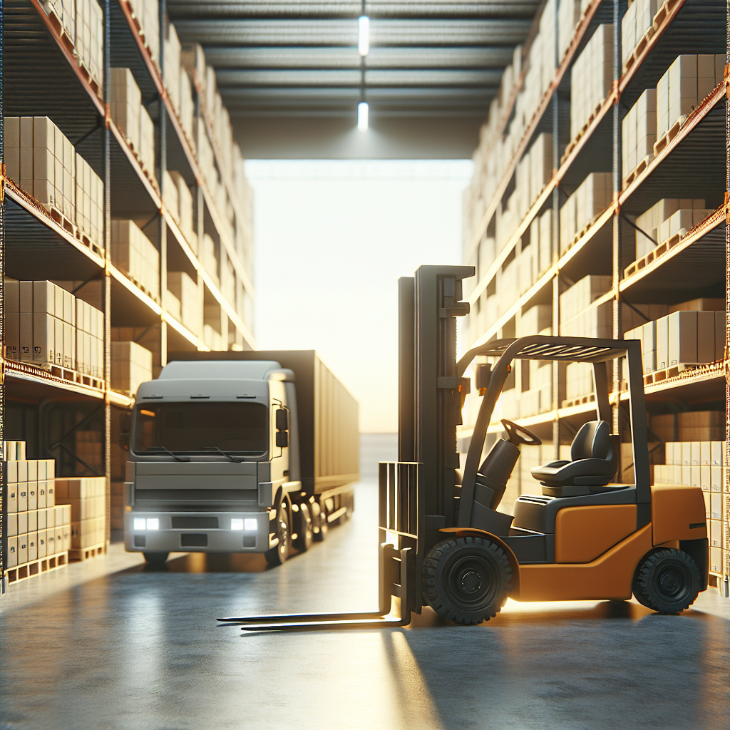 Depoda koliler ve forklift ile lojistik süreci