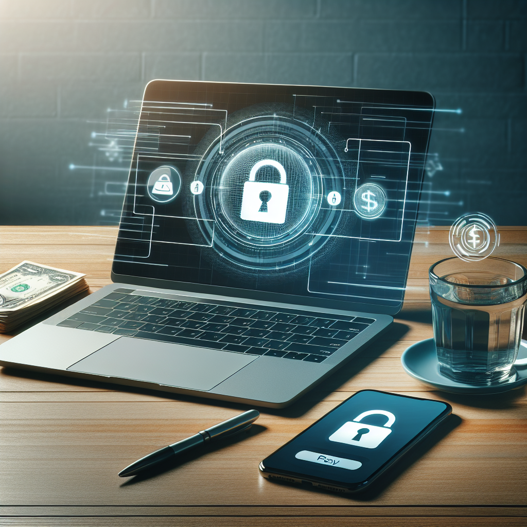 Dizüstü bilgisayar ve telefon ile güvenli online ödeme konsepti
