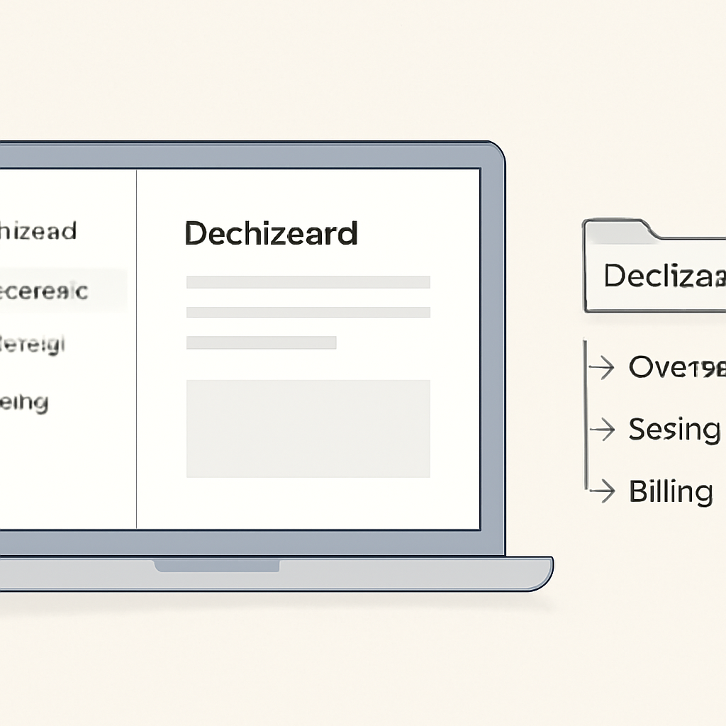 Illustrate a neutral, SFW developer concept scene: a simplified nested navigation UI on a laptop screen showing 'Dashboa