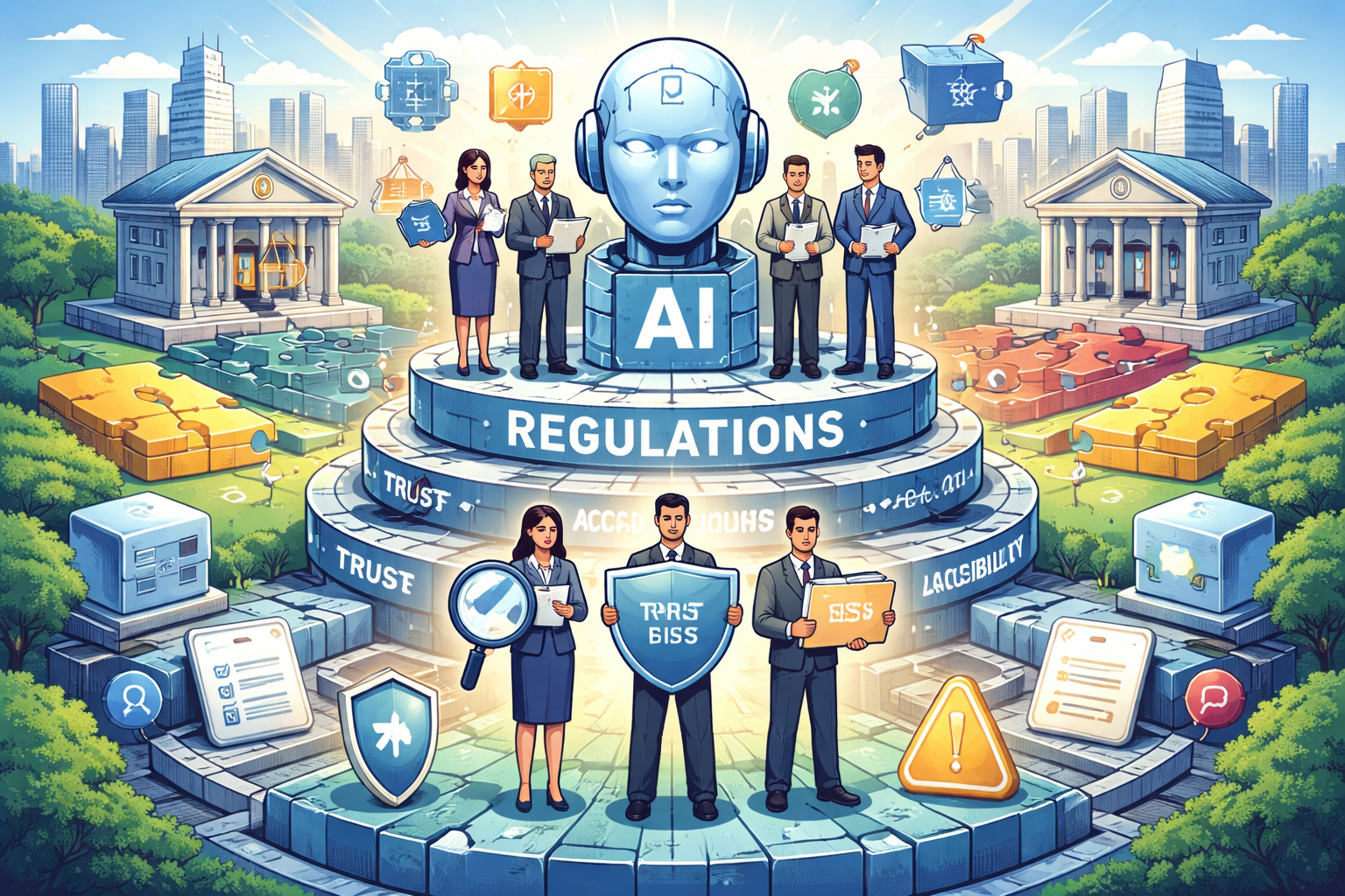 Many governments are building AI rules around levels of risk, accountability, and public trust.